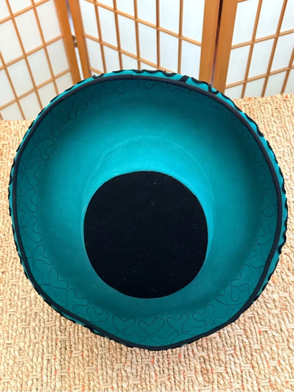 Esccello Wide Brim 100% Wool Sombrero Hat with Black Piped Embroidery